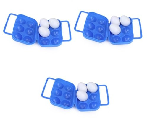Uonlytech 3pièces Boîte à Œufs Portable Plastique Pour Œufs Support De Rangement Pour Camping Et Pique- Bleu