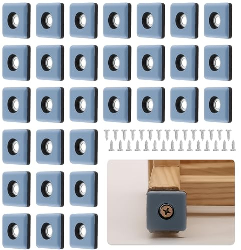 Sqxaldm 30 feltrini in teflon da avvitare, per mobili pesanti, quadrati, con viti in acciaio inox, per mobili, poltrone, gambe della sedia (25 x 25 mm)
