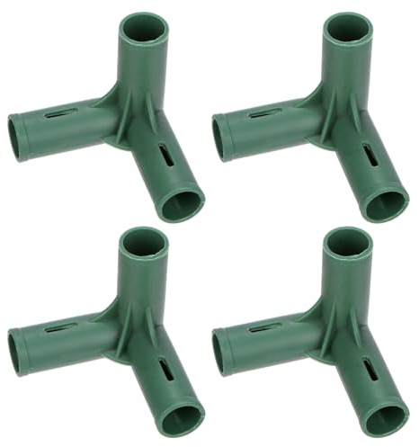 M METERXITY 4 Stück 19mm Gewächshausrahmen-Verbindungsstücke, 3-Wege-Winkelrohrverbinder für Weinlaube/Sonnenschutzschuppen/Gartenpflöcke, Gewächshauszubehör [Grün]