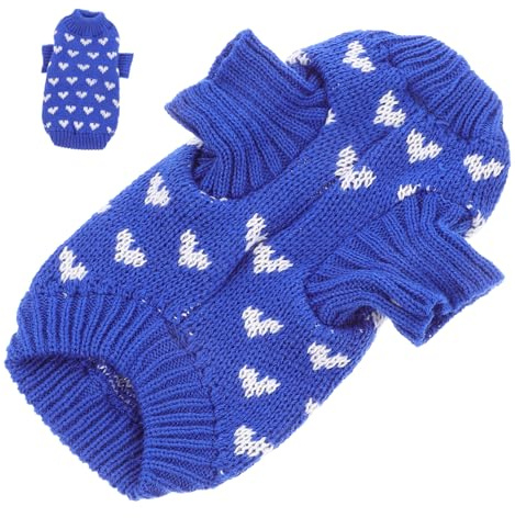 FONDOTIN Hundepullover Winterwarm Xs Aus Weichem Strick Mit Herzmuster Für Kleine Hunde Atmungsaktive Haustierkleidung Für Kaltes Wetter Und Alltag