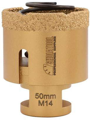 SHDIATOOL Diamant-Kernbohrer,50MM M14 Gewindebohrer mit Feder Winkelschleifer Werkzeug Bit für Keramik-Fliesen, Granit, Marmor Bohren Vakuum gelötet Diamant-Kernbohrer Fräser