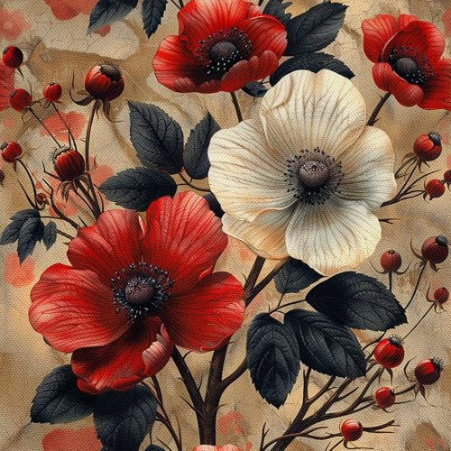 HEKO PANELS tyg Oxford vattentät metervara canvastyg polyestertyg för sömnad sömnadsmaterial dekorativa tyger vattenavvisande ogenomskinliga blommor 1 meter 155 x 100 cm