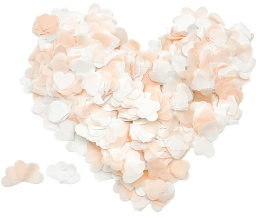 11000PCS Coriandoli Biodegradabili a Forma di Cuore 2.5cm, 5 Colori (Rosa Pesca, Rosa, Fucsia, Bianco, Rosso) Decorazioni per Matrimoni, Feste, Promesse, San Valentino