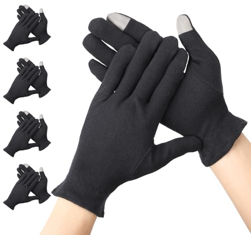 Segbeauty Guanti Idratanti Touch Screen, 4 Paia Guanti di Cotone per Dermatiti, Lavabili e Riutilizzabili, per Ispezione Pulizia di Monete, Gioielli, Cura Delle Mani (XL)