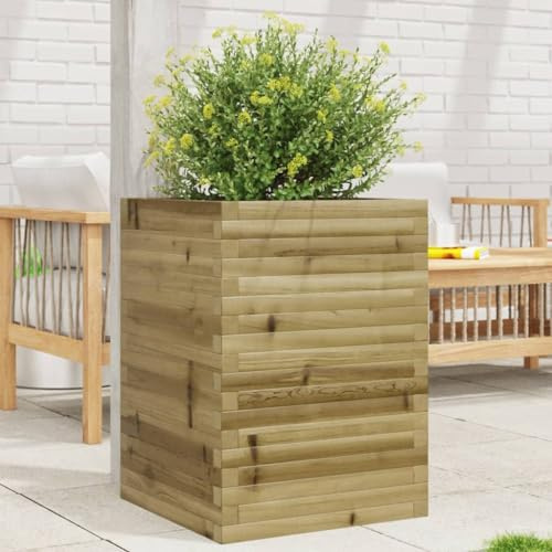 Fioriera da Giardino in Legno di Pino Impregnato 50x50x68. 5 cm, Cassetta per Fiori Grande Balcone Patio, Fai Da Te, Decorazione Rustica, Ideale per Piante Fiori e Ortaggi, agli Agenti Atmosferici