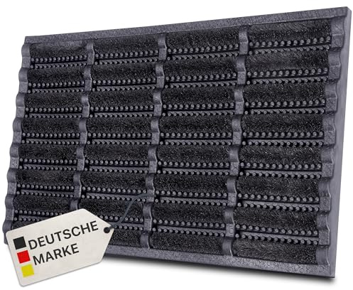 NYVI Outdoor Fußmatte KokosGUARD 40x60 cm Schwarz - Wetterfest, rutschfest, Robust - Fußabtreter mit Kokosbürsten - Schmutzfangmatte für Außen & Innen - Türmatte aus Gummi & Kokos - Gummi Kokosmatte