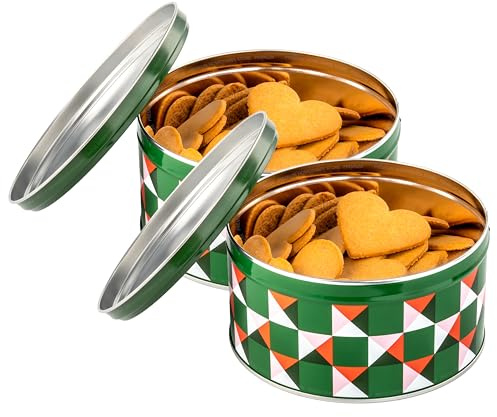 2 x 300g Swedish Christmas Gingerbread Biscuits (VINTERSAGA), Ginger Thins, Green Decorative Tins, Heart-Shaped - 600g