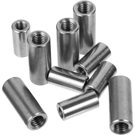 Cabilock 10 pièces Écrous de connexion cylindriques Acier Inoxydable Connecteurs Manchons Allongés et Résistants Corrosion pour Tige Filetée Usage Intérieur et Extérieur