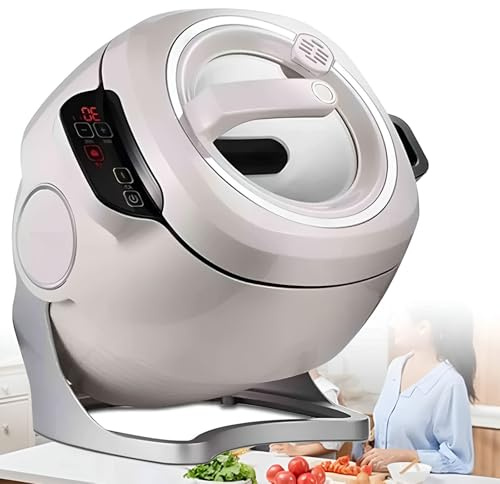 YXYLJOZ Wok eléctrico para cocinar, máquina automática para freír con agitación y rotación, Encendido con un Solo Clic y 3 Niveles de Velocidad para freír, estofar y cocinar fácilmente