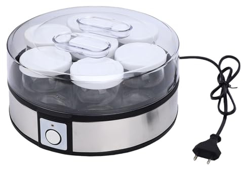 Riuulity Yogurtera de Acero Inoxidable con Capacidad de Taza de 180 Ml, Yogurtera Portátil para el Hogar o Viajes con Frecuencia Energéticamente Eficiente de 20 W, 50 Hz o 60 Hz y