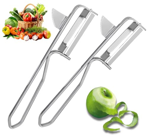 Ruvan Kartoffelschäler Pendelklinge 16 Cm, Schäler Aus Rostfreiem Edelstahl, Mit Geschärftem Ausstecher, Edelstahlklinge, Geeignet Für Gemüseschäler