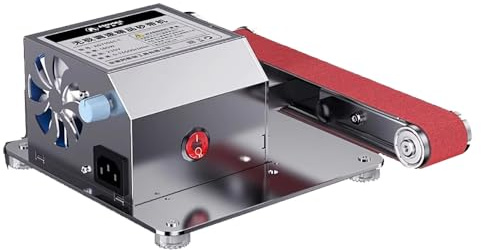 LeTkingok Afilador de Cuchillos Eléctrico Industrial de 220 V CA y 205 W, Lijadora de Banda Pequeña, Pulidora y Lijadora Multifuncional Ajustable