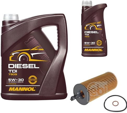 EISENFELS Inspektionspaket enthält 6 Liter Motoröl Diesel TDI 5W-30 Ölfilter kompatibel mit 3er Coupe E92 320d X3 F25 xDrive20d xDrive30d xDrive35d sDrive18d X1 E84 xDrive18d sDrive20d sDrive16d 4