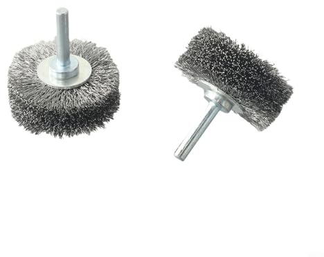 Spazzola a ruota in filo di acciaio da 50 mm per smerigliatrice e trapano con gambo da 6 mm, spazzola abrasiva in acciaio inossidabile per rimozione della ruggine, sbavatura