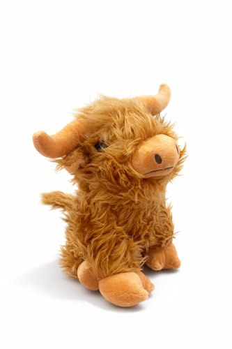 Generisch Plüsch Bulle 25 cm – Weiches Kuscheltier im Bauernhof-Stil, Flauschiges Stofftier, Geschenkidee für Kinder (Beige)