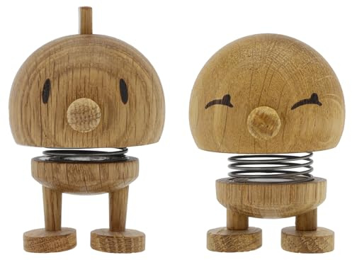 Hoptimist Bimble & Bumble Set, Holzdeko, Wackelfigur & Glücksbringer aus Holz, Deko Skandinavisch, Büro & Schreibtisch, Tolle Kleine Geschenke, 4,5 x 5,8 x 7,6, Small, Oak