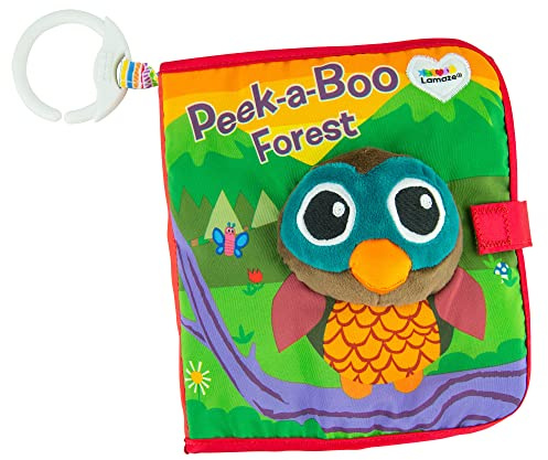 Lamaze Peek-A-Boo Forest Soft Baby Book - Clip-On Cloth Book - Washable Crinkling Fabric Pages for Sensory Play - Teething and Learning Toys for Babies - 6 Months and Up