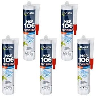 Lot de 5 mastics BOSTIK MSP 106 - Polymère fixation et étanchéité - transparent - 290 ml