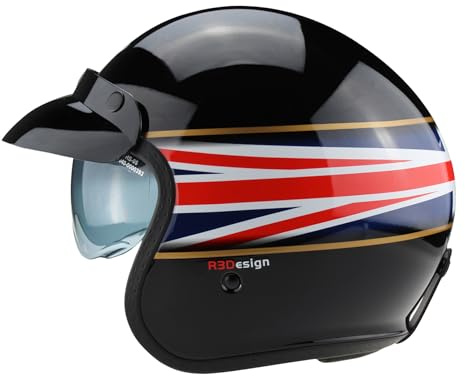 ViPER RSV06 Open Face Motorcycle Helmet With Inner Sun Visor - Road Legal ECE2206 Approved Scooter Motorcycle Crash Jet Motorbike Helmets For Chopper Moped Electric Scooters Bike Helmet Men - L