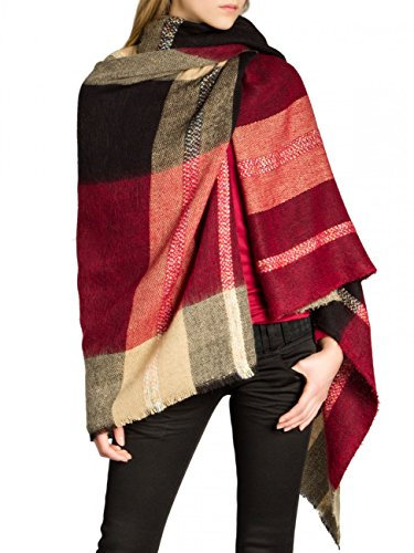 Caspar SC438 Damen XXL Schal, Farbe:rot, Größe:One Size