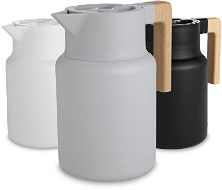 Hastings Collective Thermo-Kaffeekaraffe, 1,5 l, groß, isolierte Edelstahl-Karaffe, 1,5 l, doppelwandiger Vakuum-Thermos-Kaffee- und Getränkespender mit Tee-Ei und Sieb (grau)