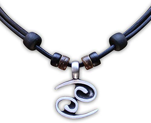 HANA LIMA 1 von 12 Sternzeichen Tierkreiszeichen an verstellbarer Halskette Horoskop Horoscope Lederkette Surferkette