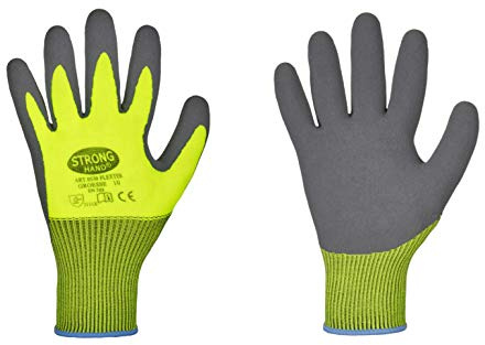 Handskar Man. Latexhandskar flexter från Stronghand arbetshandskar storlek 7–11 många grepp 10/XL Neon Gelb Grau