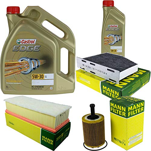 Filter Set Inspektionspaket 6 Liter Motoröl EDGE Titanium FST 5W-30 LL MANN-FILTER Innenraumfilter Luftfilter Ölfilter