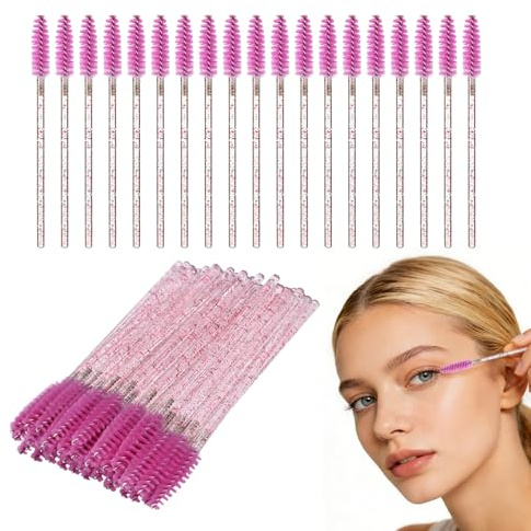 ATOMUS 100 Stücke Mascara Pinsel Einweg Mascara Stäbe Applikator Wimpernbürsten Wimpern Make-Up Applikatoren Kosmetik Pinsel Kit (100pcs Rose Red)