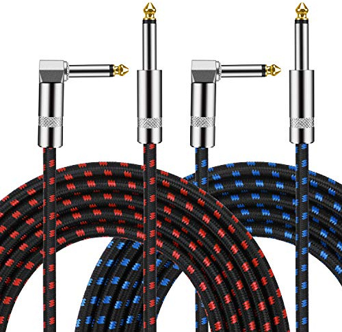 Gitarrenkabel 3 Meter Gitarren Instrumentenkabel 6.35mm Profesionell Lärmschutz Audiokabel direkt zum rechten Winkel für E-Gitarre Bass Keyboard Drum Speaker Mikrofon