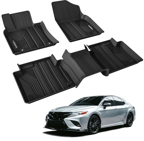 LASFIT Floor Mats for Toyota Camry 2024-2018 FWD Only (Not Fit Hybrid or AWD), All Weather Custom Fit Floor Liner for Camry L/LE/SE/TRD/XLE/XSE Front & Rear 2 Row Car Mats, Black