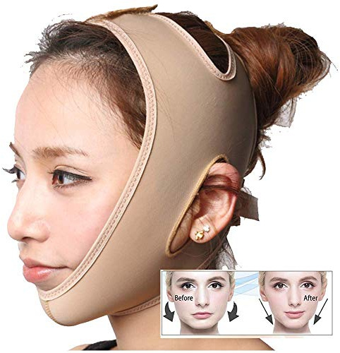Zueyen 2pcs Face-Lifting Maske, V-Linie Maske, Doppelkinn-Hebegürtel V-Linien-Maske, Schmerzfreier Gesichtslifting-Verband zur Beseitigung schlaffer Hautstraffung Straffendes Anti-Falten (M)