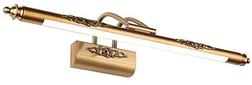 Vintage Bad Spiegellampe Wandleuchte LED Badezimmer Lampe, Verstellbar Rustikal Messing Bad Leuchte IP44, Leselampe, Make-up Licht, Modern Spiegelleuchte für Toilette Korridor, Warmweiß Licht, L50cm