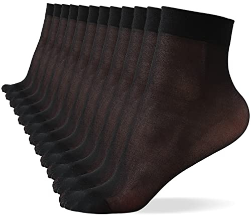 WAJIAFAR 12-pack nylonstrumpor för kvinnor, skira nylonstrumpor, silkeslena strumpor som andas