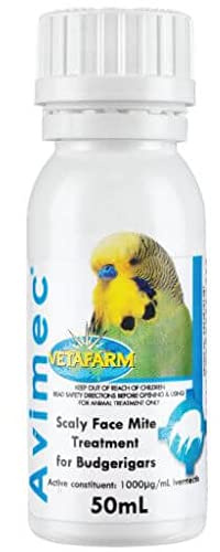 Vetafarm AVIMEC 50ml Scaly Face Mite Treatment For Budgerigars Finches Canaries Bird Mites
