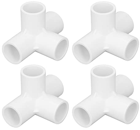 10 Pezzi Raccordi a Gomito in PVC, Connettore per Tubo a Gomito Ad Angolo Retto da 25mm a 4 Vie in PVC per Struttura di Supporto da Giardino con Mensola Fai Da Te(Bianco)