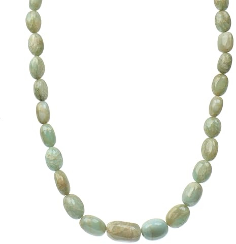 ELEDORO Milky Aquamarin Edelsteinkette Damen mit 925 Silberverschluss | Kleine deutsche Schmuckmarke ELEDORO: handgefertigte Milky Aquamarin-Kette, 45 cm, Karabiner, 925 Silber