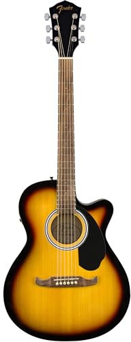 Fender FA-135CE Concert Acoustic Guitar, Walnut Fingerboard, Sunburst, Comes with Free Virtual Lessons