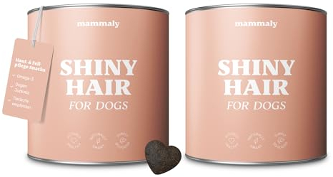 Fellpflege Leckerlis Hund mit Bierhefe & Biotin 325g (2X Dosen) - Shiny Hair von mammaly - Snacks gegen Haarausfall & Juckreiz Hunde mit Probiotika – Vitamin Komplex (C, E, D3, Beta-Carotin, Zink)