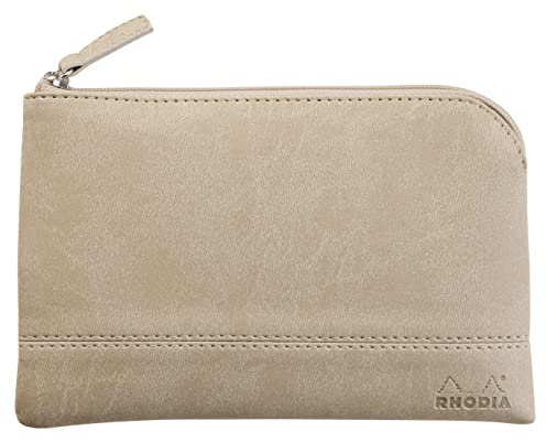 Rhodia 116526C - Rhodiarama pochette zippé en simili cuir italien - taille S (11x17 cm) BEIGE