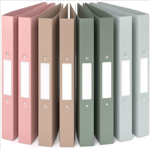 ACROPAQ - 8 x Ringbuch A4 - Mit 2 Ringen, Mit Rückenetiketten, Rückenbreite 3,5 cm, Erde, Natur Farbkollektion - Ringhefter, Ringordner, Ordner A4 Schmal, Ringmappe A4, Schulordner