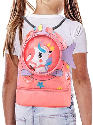 Bolsa de natación para niños | Animales de Dibujos Animados para niños, Mochila Deportiva mojada y Seca, Bolsa de Deporte para niñas, niños, Playa de natación Impermeable