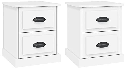 Tidyard Tables de Chevet Table de Nuit Bois Armoire de Lit Table d'appoint pour Salon ou Bureau 2 pcs Blanc 39x39x47,5 cm Bois d'ingénierie