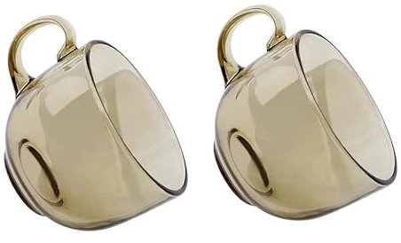 DNCG Tazza di Vetro in Stile Europeo, Tazza da Caffè Tazza da Colazione Bicchieri da Insalata di Frutta Coppa da Gelato con Coperchi Cucchiaio, Adatto for Uso Domestico e in Ufficio