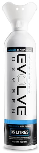 EVOLVE 35-Litre Pure Oxygen Canister with Breathing Cup | Portable Oxygen Can | Ideal for Home Use and Outdoor Activities | Designed by Firefighters | Made in Britain Pack of 1