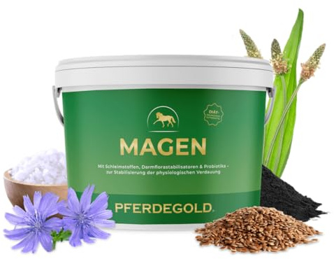 Pferdegold Magen 1,5kg - Diätergänzungsfuttermittel für Pferde | mit L-Glutamin, L-Threonin, Magnesiumglycinat & 750 Mrd. Hefekulturen - Made in Germany
