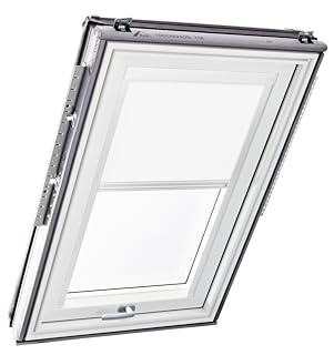 Original Roto Rollo Exclusiv ZRE für Roto Dachfenster - Führungsschiene Weiß - Manuelle Bedienung - Tageslichtrollo für Baureihe Designo R6/R8 i8 und Classic 64/84 - Größe 114/160 | 11/16 - Farbe Weiß
