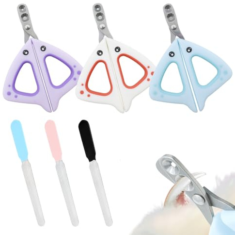 XoeLLe 6 Stück Krallenschere für Hunde mit Schutz, Krallenschere Katzen mit 2mm&4mm Loch, Krallenschneider für Hunde, Profi Hunde Nagelschere, Katzenkrallen Schneider für Welpen Katzen mit Datei