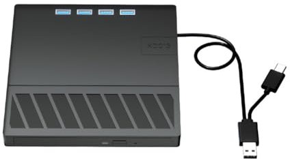 Lecteur Externe de DVD/CD 7-en-1 avec Interface USB 3.0 Type-C, Compatible avec Windows XP/7/8/10/11, doté de Slots pour Cartes SD/TF — Design élégant et Compact pour Ordinateurs