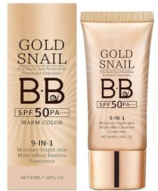 BB Crema - SPF50+ Gold Snail Sunscreen BB Cream | Fondo De Maquillaje BB Cream con Protección Solare SPF50, Corrector Facial, Unifica el Tono de la Piel (Beige, 1 pc)